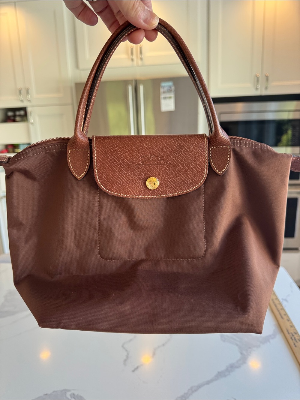 Vintage Longchamp Le Pliage Small bag Mocha brown Made in France as seen on Kate - Picture 3 of 14